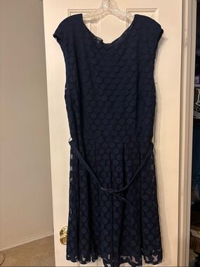 Alfani Navy Textured Dot Midi Dress